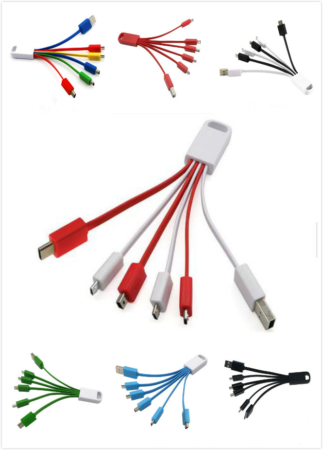 Colorful 5 in 1 Multiple Charging Cables with Customized Logo