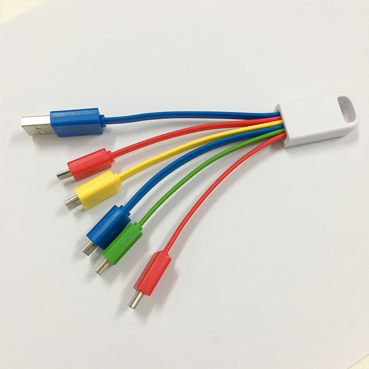 Colorful 5 in 1 Multiple Charging Cables with Customized Logo