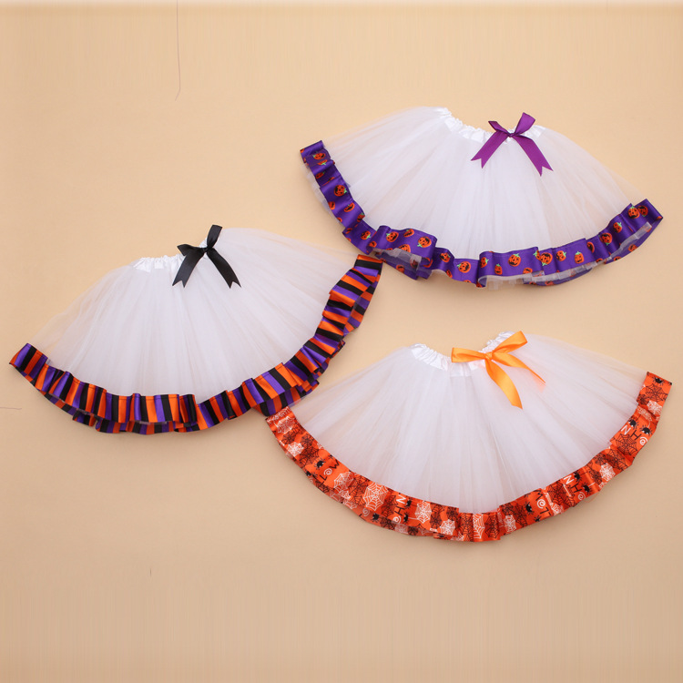 Dance Tutu Skirt for Halloween Cosplay Satin Ribbon Lined