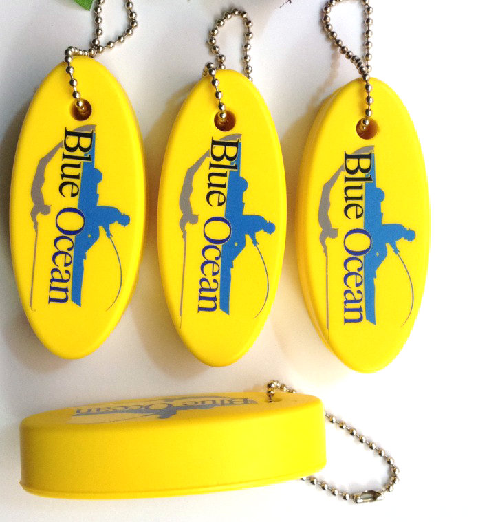 Custom PU Foam Printed Logo Oval Shape Floating Key Chain