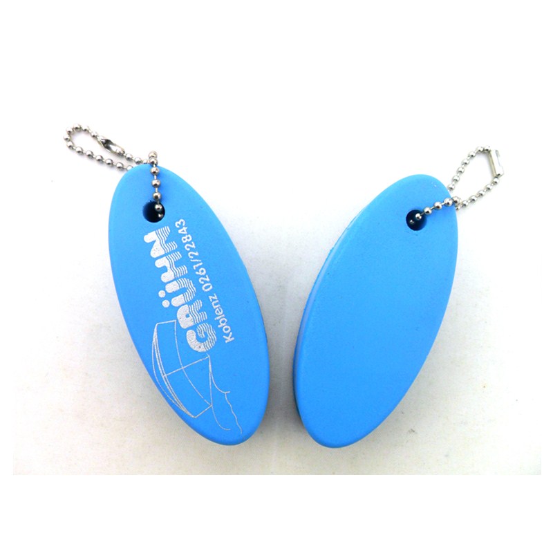 Custom PU Foam Printed Logo Oval Shape Floating Key Chain