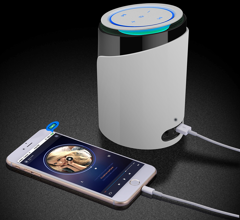Bluetooth Speaker with Phone Stand/Night Lamp/Power Bank