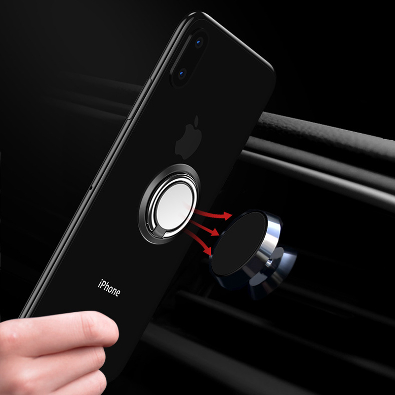 360 degree rotation Metal rings Magnetic attraction mobile phone holder bracket Kickstand cell phone holder