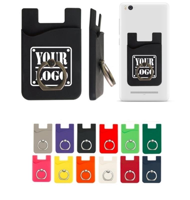 Silicone Phone Wallet with Metal Ring Stand