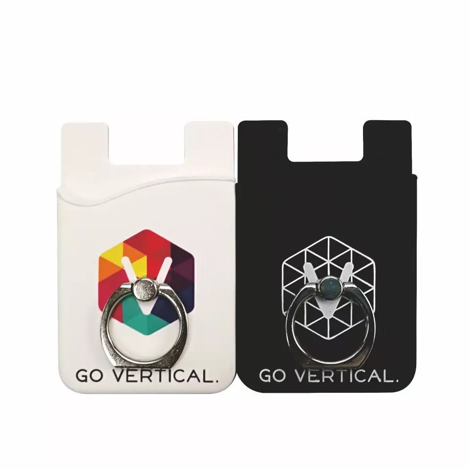 Silicone Phone Wallet with Metal Ring Stand