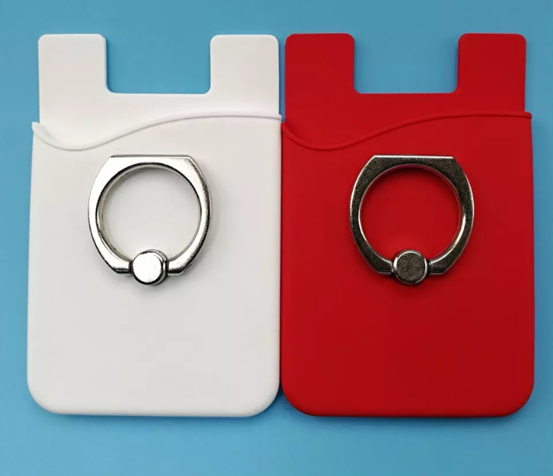 Silicone Phone Wallet with Metal Ring Stand