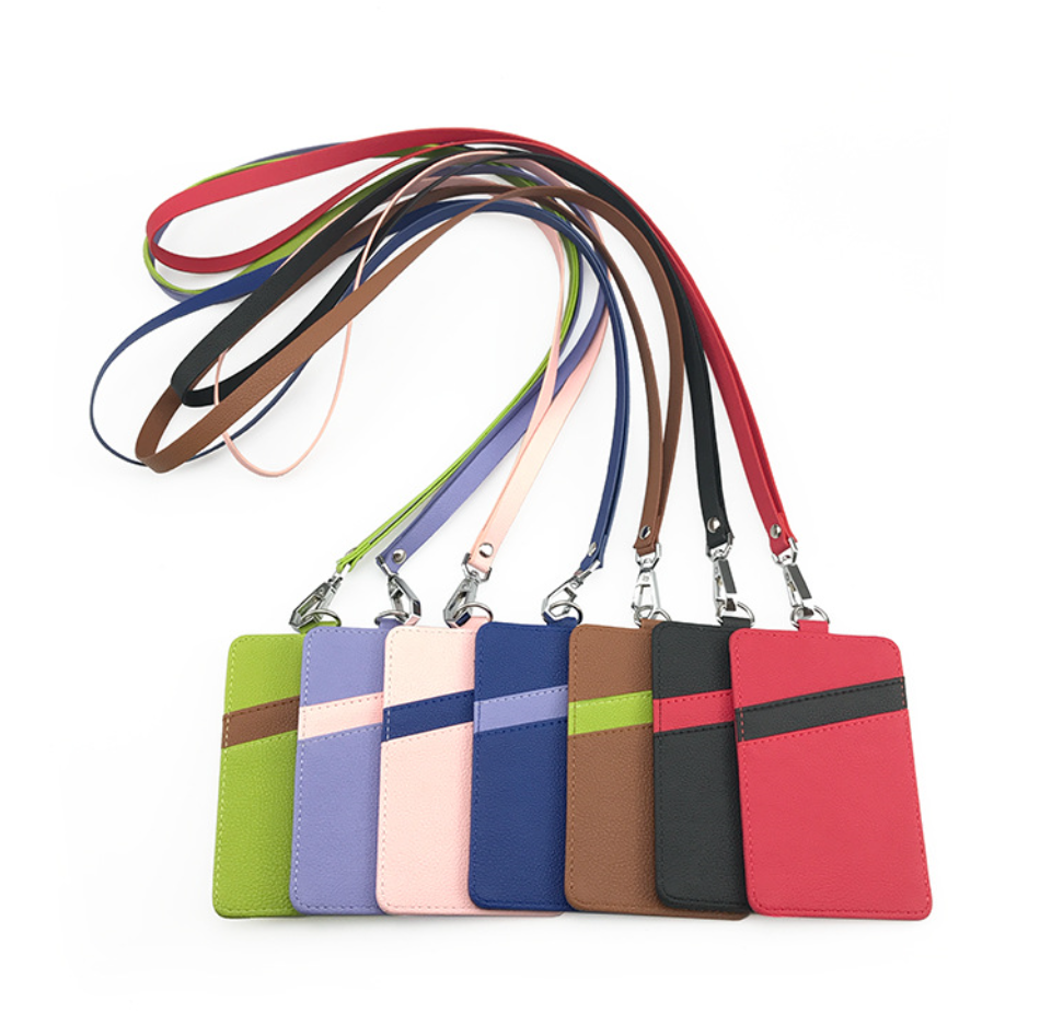 PU Card Holder Fixed with PU Rope